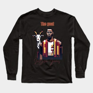 Lebron James goat pixel art Long Sleeve T-Shirt